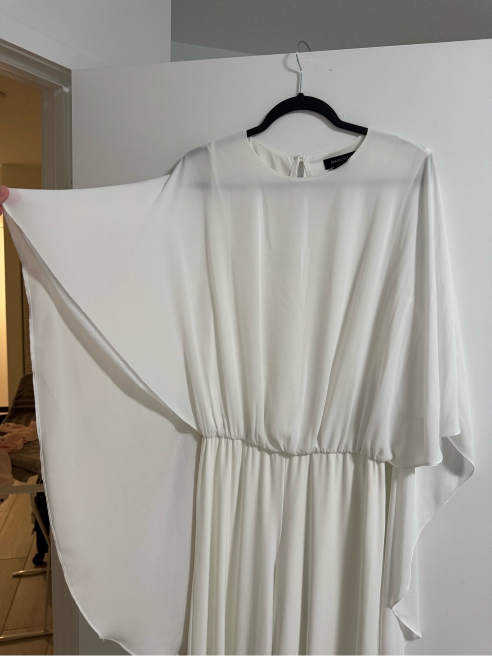 Marciano White Cape Sleeve Wide Leg Jumpsuit Made in USA Size M - Picture 5 of 11